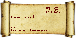 Deme Enikő névjegykártya